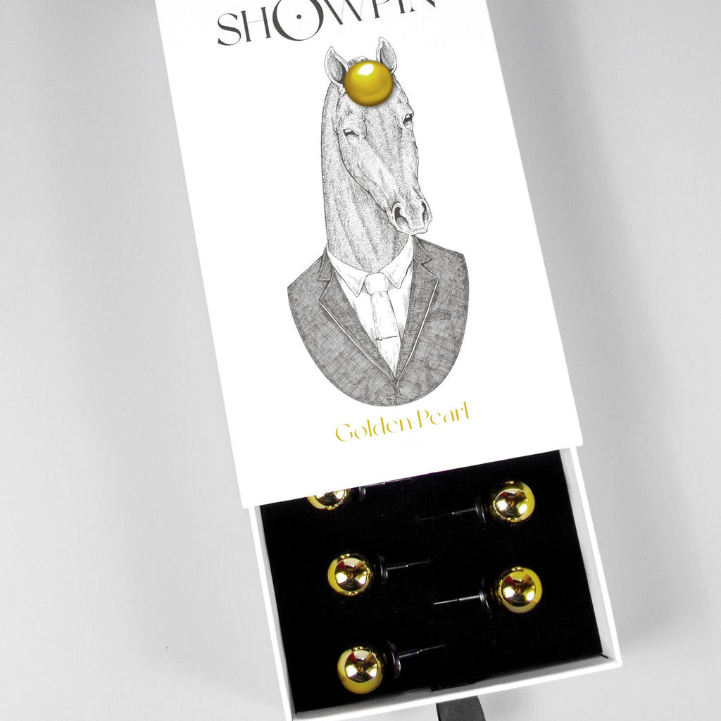 12 Pins "Golden Pearl" in hochwertiger Schmuck Verpackung - ideal als Geschenk geeignet.