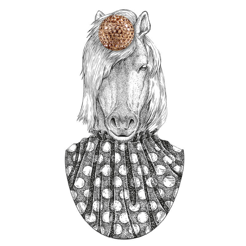 einzelnerr Sparkling Rose Pins in gezeichneter Pferdemähne - Glitzer für Pferde